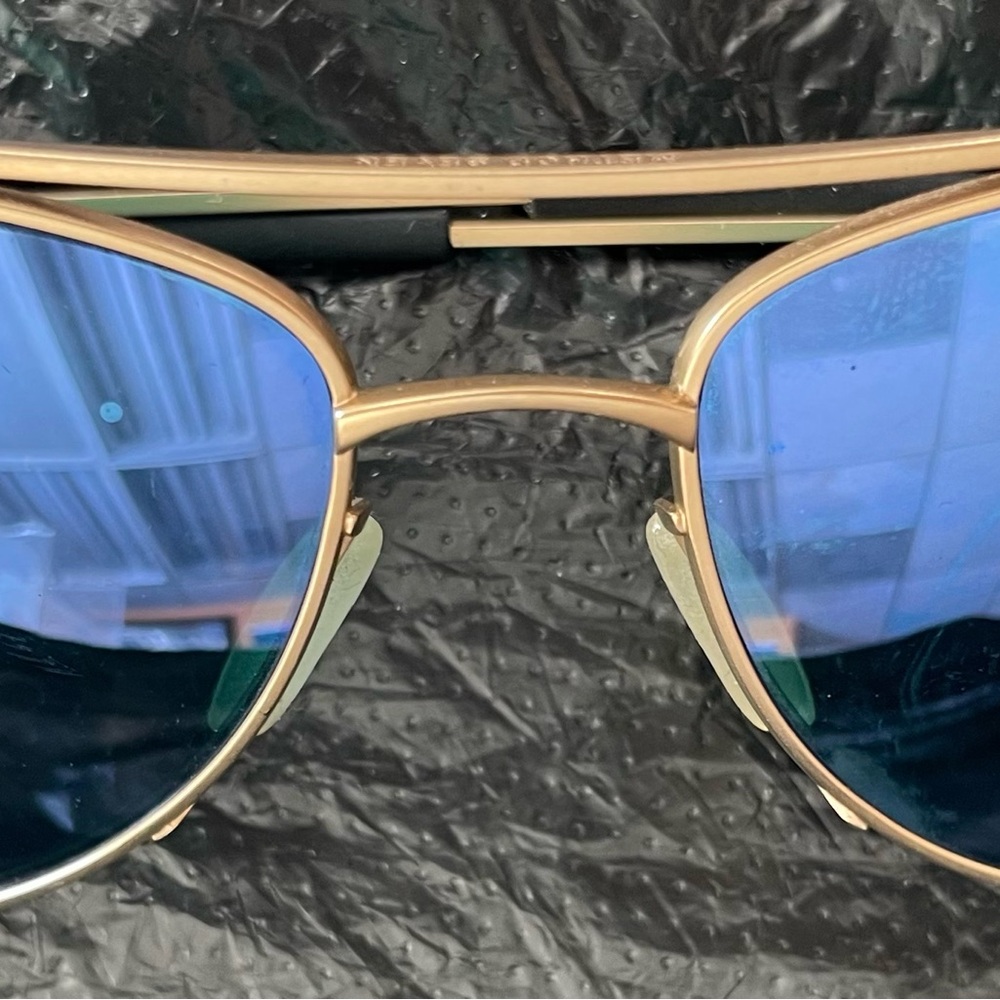 Method Seven Gold Frame Sunglasses with Blue Lenses